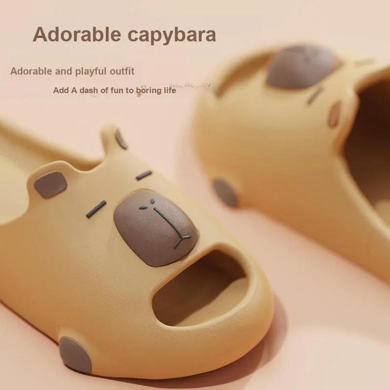 Lighthearted Fashion Home Cute Capybara Summer Couple EVA Soft Sole Cool Slippers With Squashy And Bouncy Feeling-4