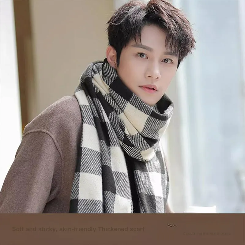 PEAK Knit Scarves Unisex Black Gray Color-1
