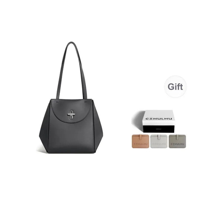 Cthulhu Cow Leather Elegant Minimalist Style Capsule Foldable Shoulder Bag Medium Size Women's Black/Beige/Gray/White-0