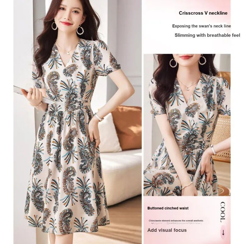 Like The Age Of Water Short Sleeved Dress Women's Multicolor-2