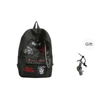 Yalu Canvas Backpack Unisex Black/Burgundy