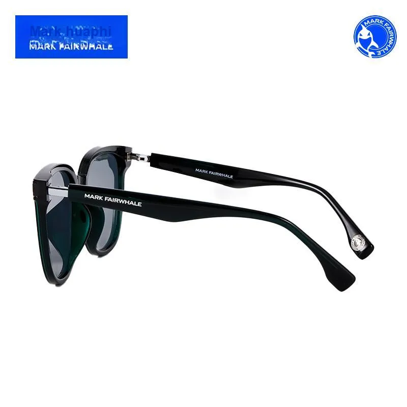 FAIRWHALE TR90 Plate Frame Round Sunglasses Unisex Black/Jasper Frame-6
