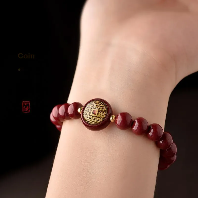 WUMZK Reconstructed Cinnabar Bracelets Unisex-1