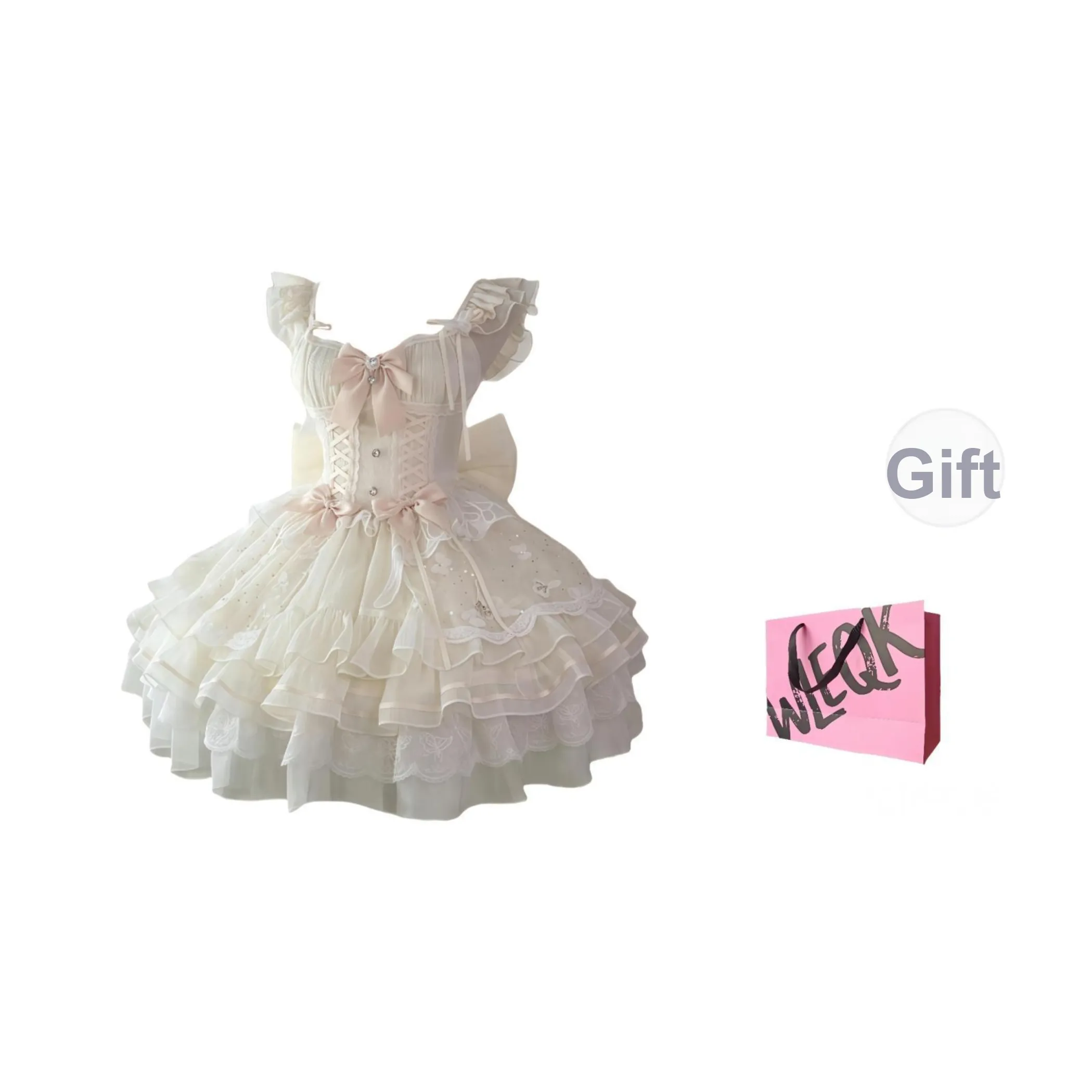 CTRTRC Абрикос + Хвост платья Женские Лолита Платья