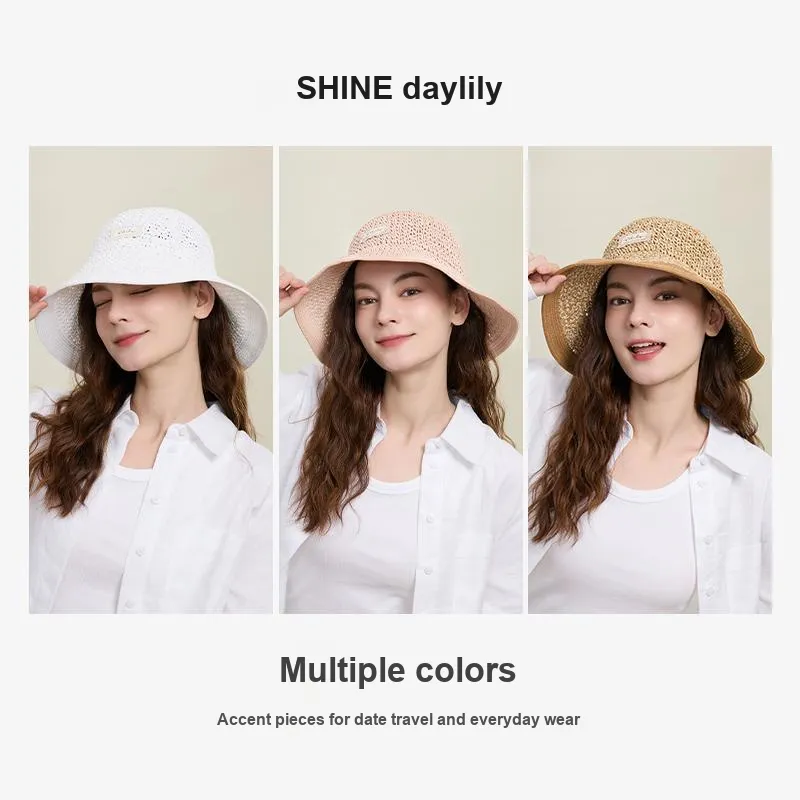 SHINE Paper Reed Material Bucket Hats Women's-3