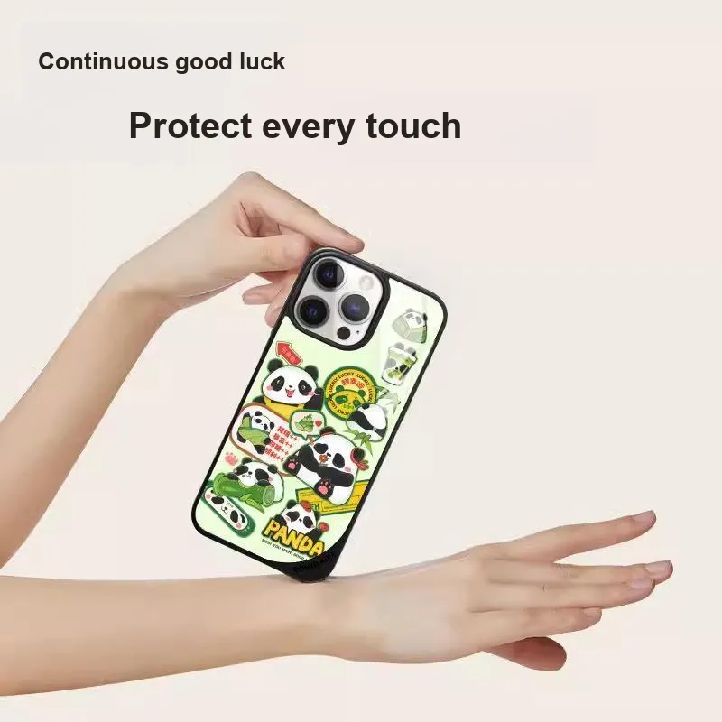 Donglaiye Glass Material Super Lucky Panda Magnetic Phone Case Compatible With Apple IPhone 14/15/16 Pro/Max-3