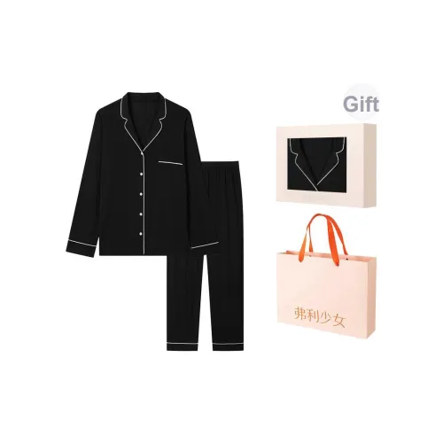 FREELASS Пижамный комплект Летний Женский Набор в подарочной коробке Черный