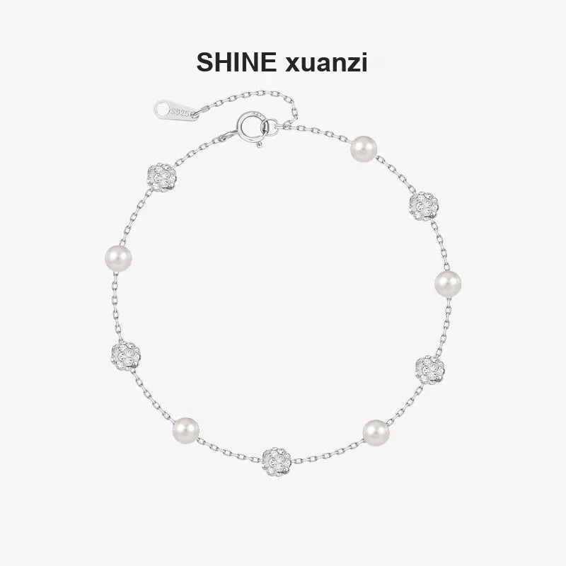 SHINE S925 Silver, Zircon, Shell Pearl Bracelets Women's-1
