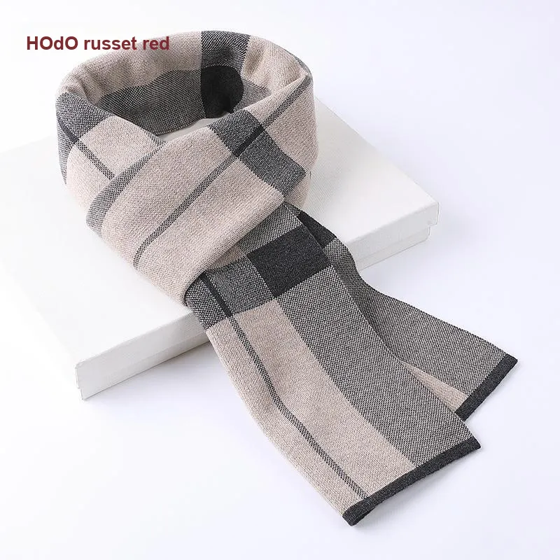 Red Bean 4.2% Wool Knit Scarves Men's-13