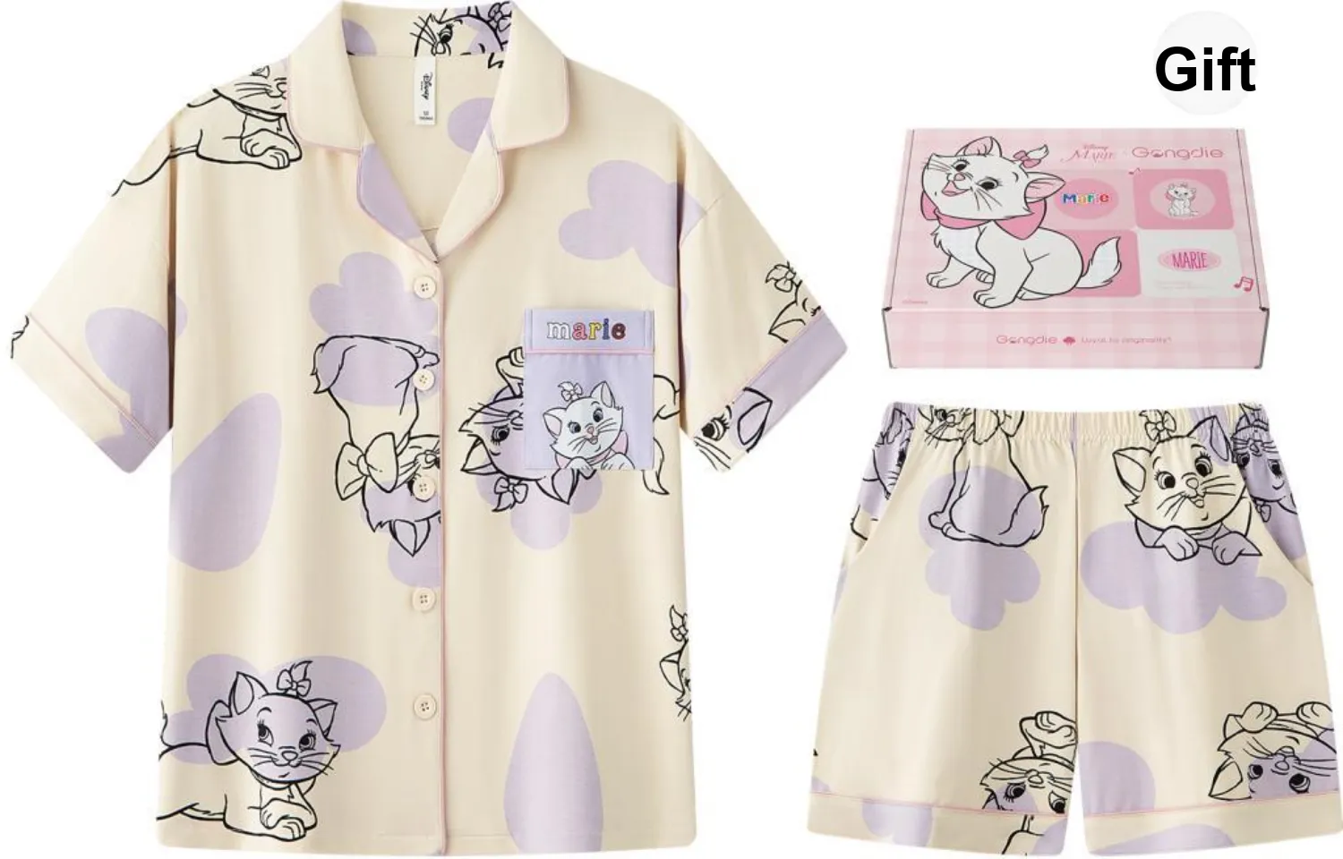 Gongdie x Disney Pajama Set Women's Purple, Gift Box Set