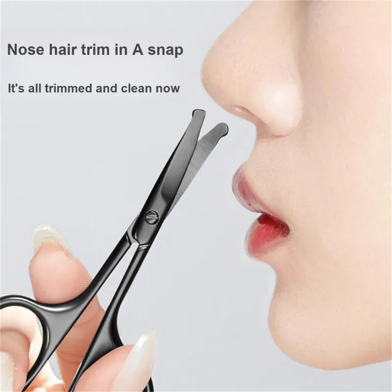 Malian Manual Fashion Round Tip Stainless Steel Compact Nose Hair Trimming Scissors Sharp-4