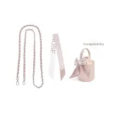 Dusty Pink Leather Silver Plate Buckle 110cm+Pink Monogram Silk Scarf