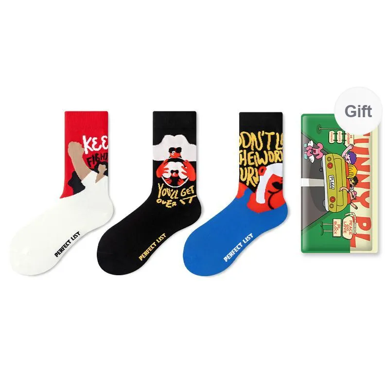 PL Mid Calf Socks Unisex Shopping Bag 3 Pack Mixed Color-0