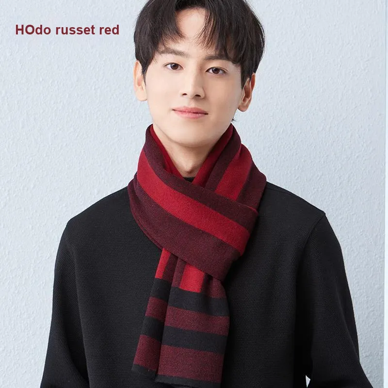 Red Bean Wool Knit Scarves Men's-11