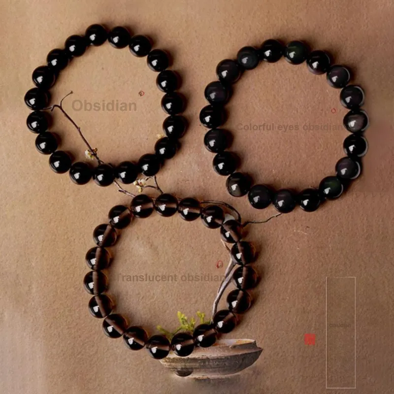 EADDA JEWELRY Natural Obsidian Bracelets Unisex-1