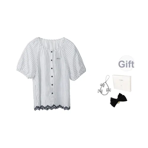 Fstudio Сине-белые полоски Женские Рубашки