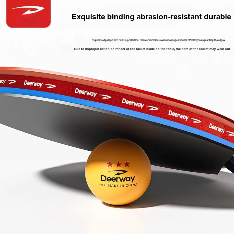 DEERWAY Ping Pong Paddles Unisex 5 Layer Poplar, Blade With Carbon Material Red Blue-10