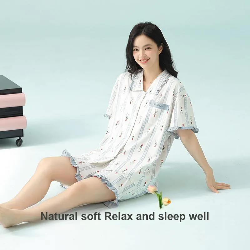 XIAFENYAN Pajama Set Women's Blue-4