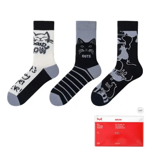 MIIOW Mid Calf Socks Unisex Shopping Bag 3 Pack Mixed Color