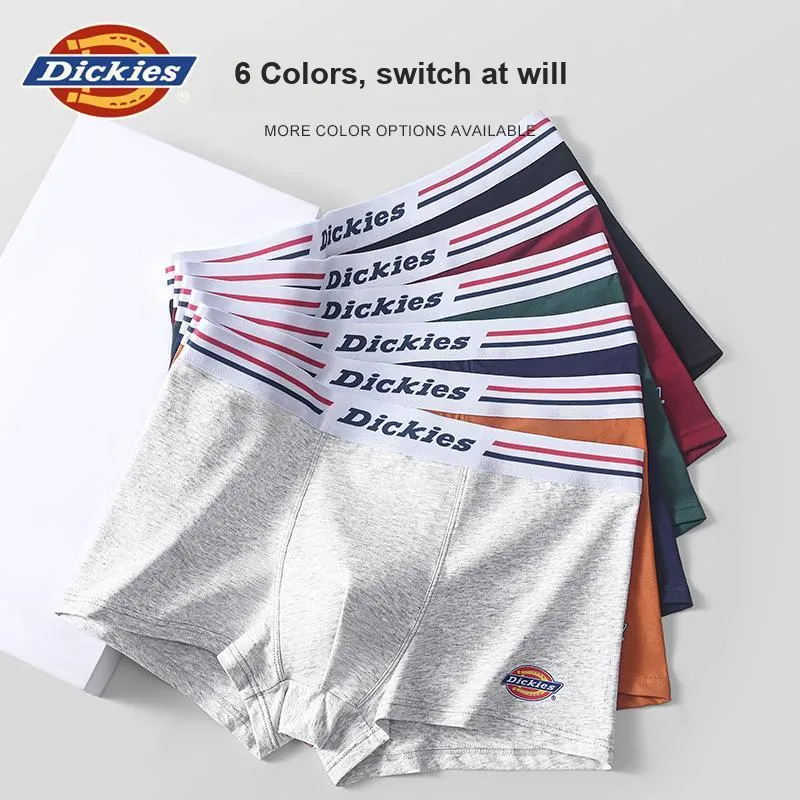 Dickies Underpants Men's Seamless Print LOGO Breathable Skin Friendly Sports Square Panty Gift Box Combo Set-30