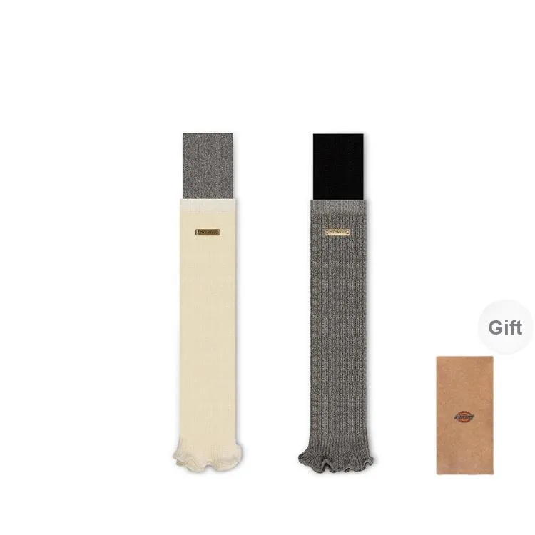Dickies Lace Trims Slimming Layered Calf Socks Fall Winter Knee High Socks Gift Box Women's-15