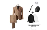 Clothing Sets (Coffee Business Suit+Coffee Suit Pants) with Tie+Black Shirt+Belt+Cotton Socks