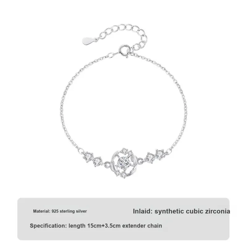 WINY 925 Sterling Silver, Synthetic Cubic Zirconia Bracelets Women's Silver-6