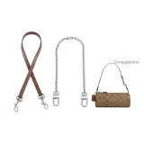 1.1 Brown Plain Weave Silver-Tone Buckle 65cm+Silver Decorative Chain 40cm