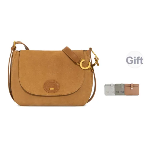 Cthulhu Коровья кожа Коммутирование Универсальная Женская сумка Сумка с буквой Замша Сумка-хобо Сумка на плечо Средняя Женская Замша Коричневая