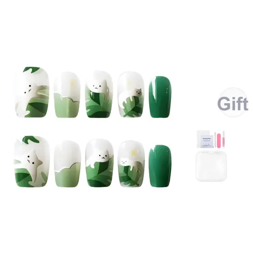 Yun Yue Joe Lazy Kitten Eye Блестящий розовый Лето Свежий Патч UV Гель Укороченный 14mm Зеленый Весна Милый Короткий LADDER