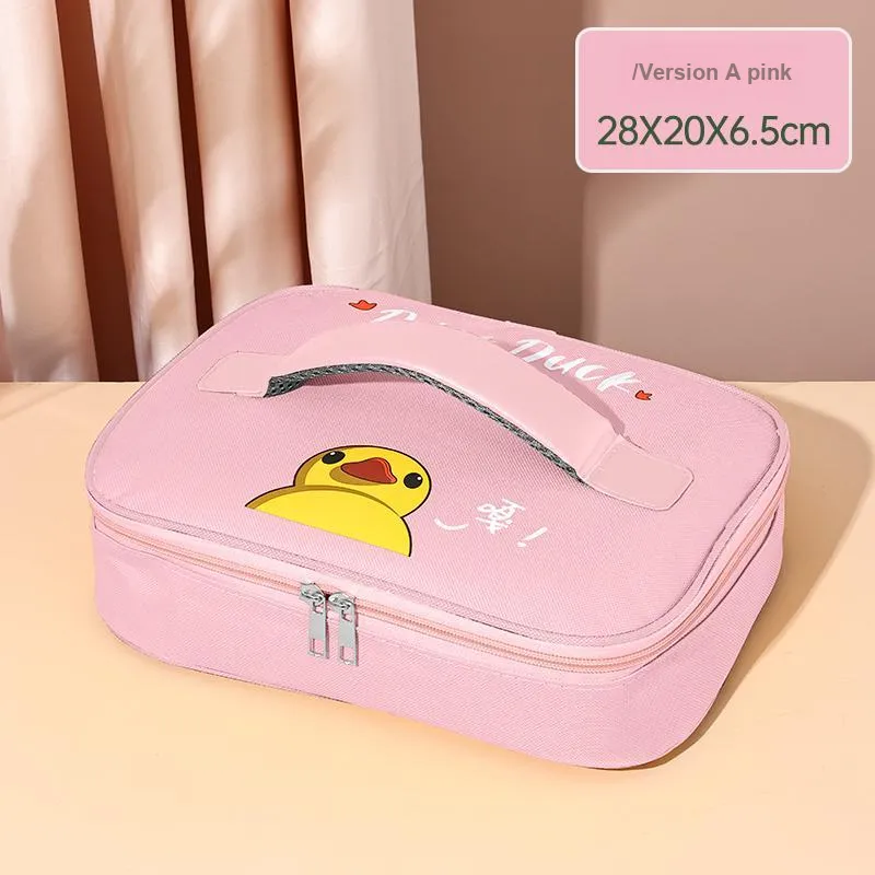 Qifeng Water-Resistant Oil-Proof Portable Lunch Box Storage Bag Yellow/Pink/Blue-15