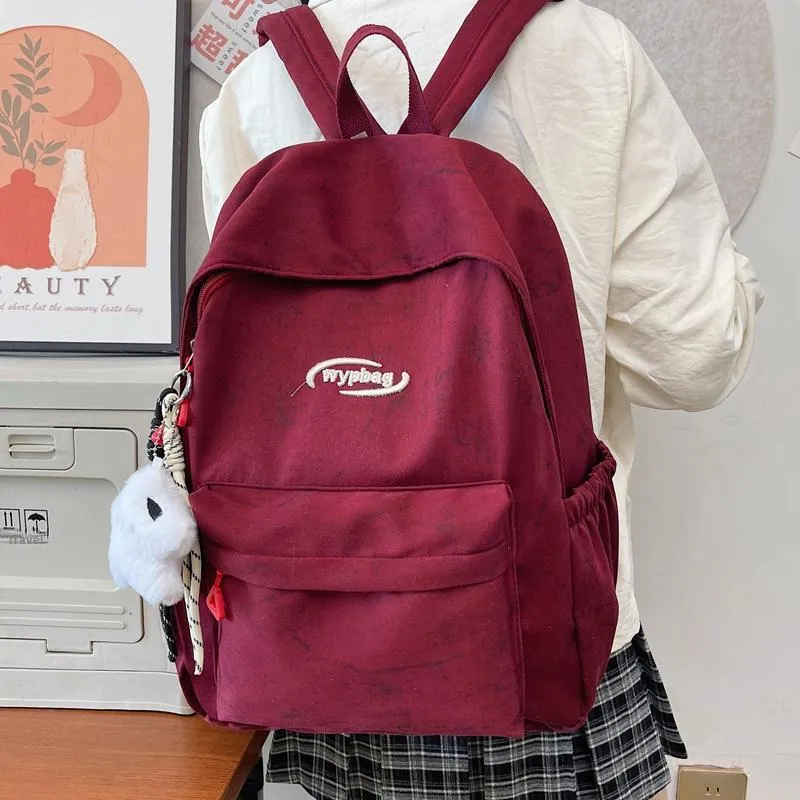 BUBM Nylon Backpack Regular Unisex White/Black/Burgundy/Blue-9