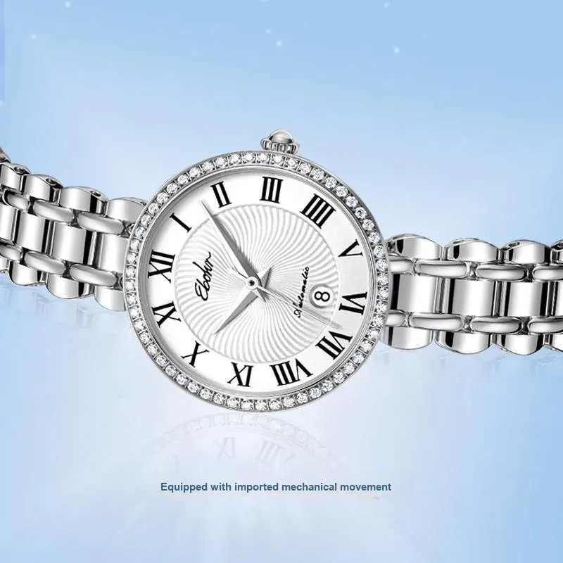 EBOHR Synthetic Sapphire Mirror Automatic Mechanical Movement Watch Women's Watch White Dial 11272428-7