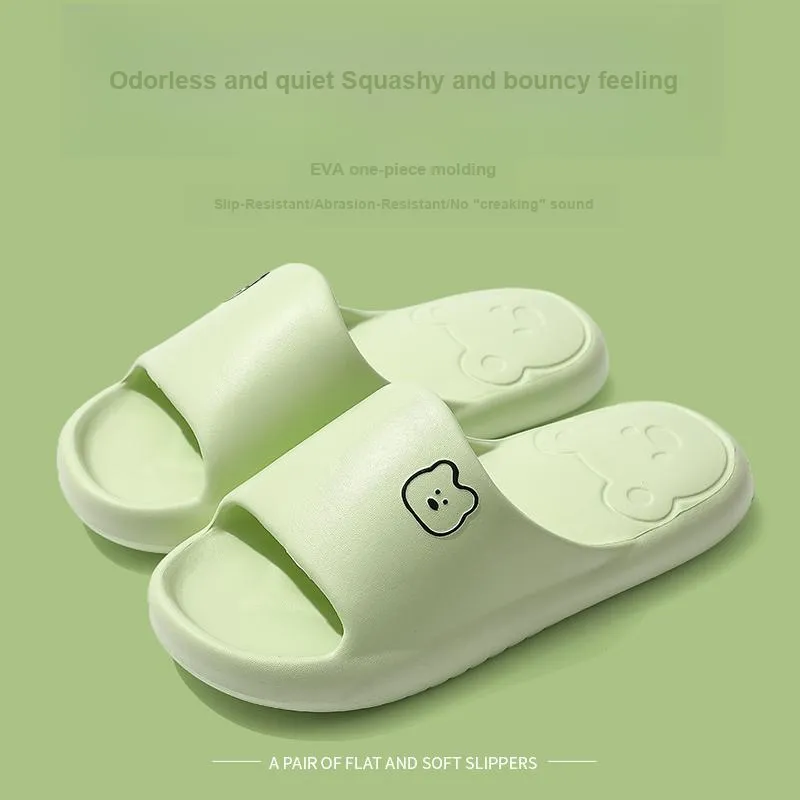 Foot Recreation Summer Bear Home Indoor Bathing Slip Resistant Couple Squashy And Bouncy Feeling Slippers, Unisex-16
