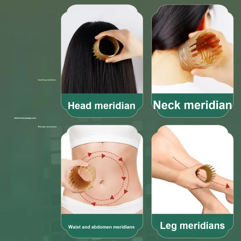 Min Bao Ox Horn Massage Comb Natural Cylinder Gua Sha Head Specialized-4