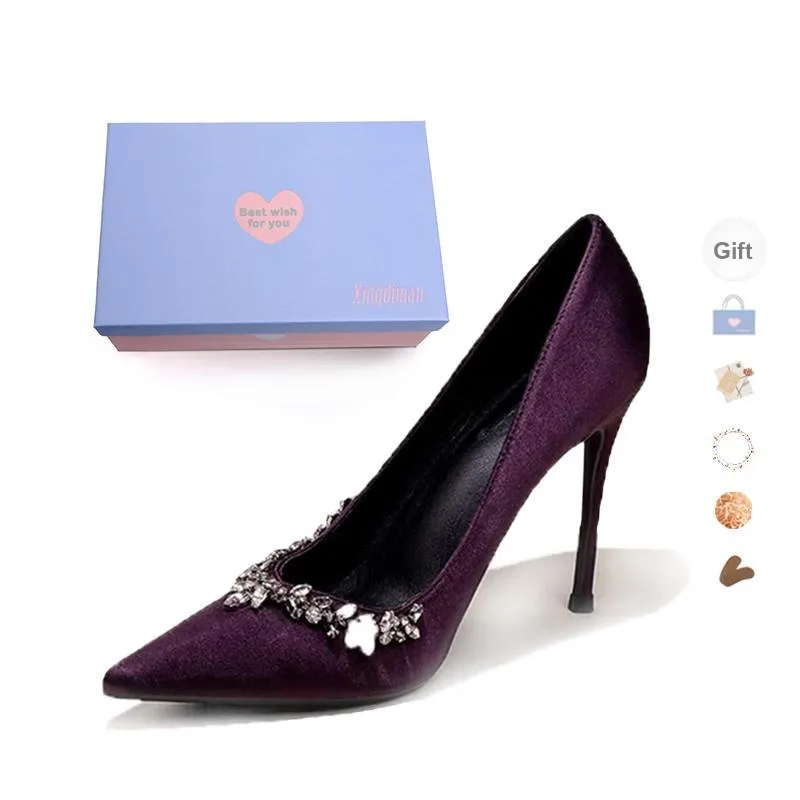 Xingdiman Slim Heel High Heels Women's Purple-3