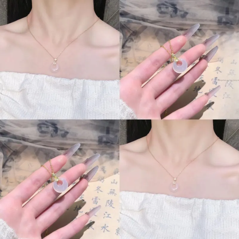 Fortune Gold Chalcedony Jade Necklaces Women's-1