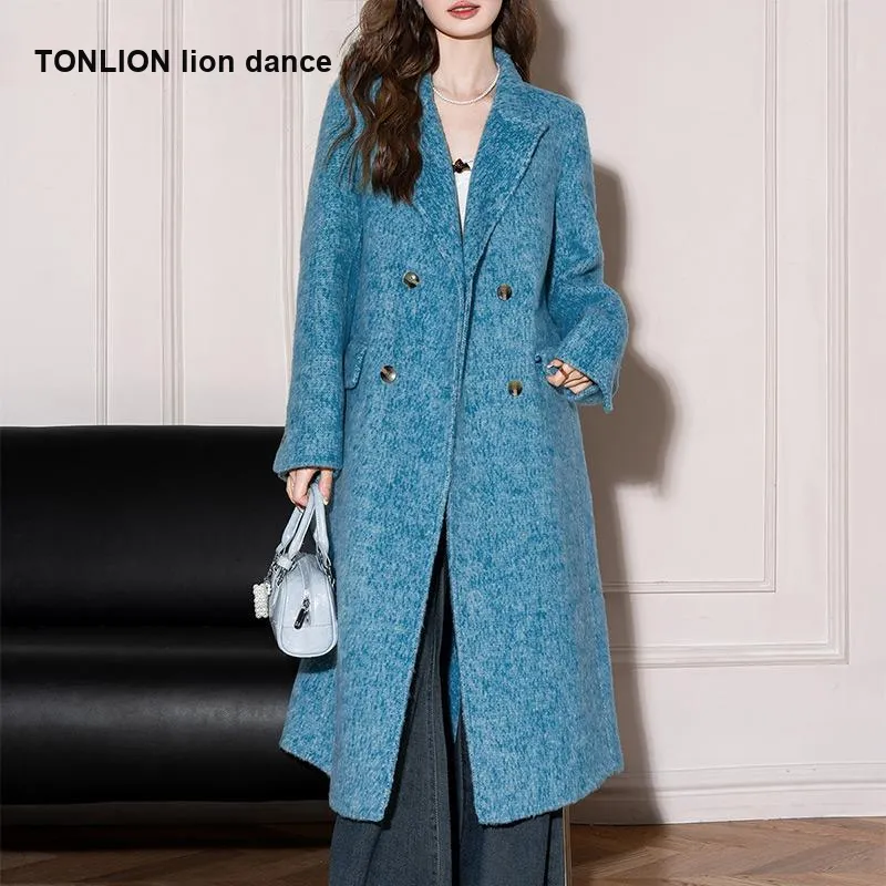 Tonlion Серый Синий Женское Пальто