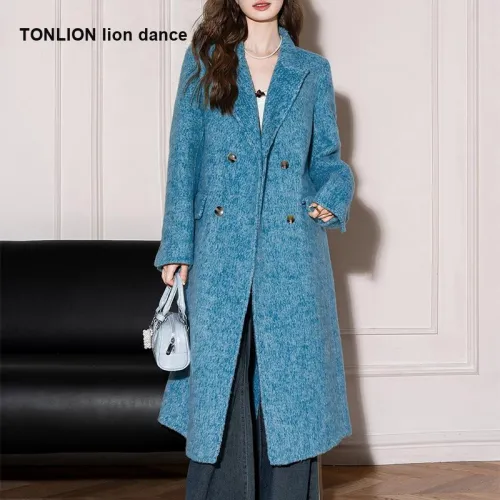 Tonlion Серый Синий Женское Пальто