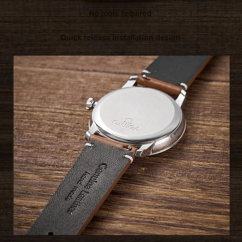 IStrap Omega Compatibility Watch Band 19/20/21mm Cowhide Leather Material-3