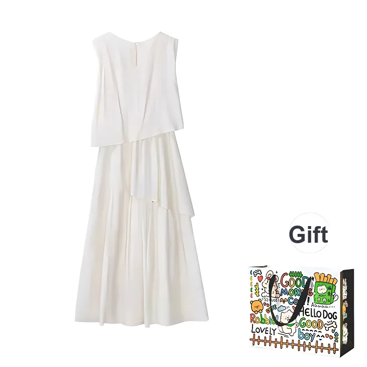 ZVJH Sleeveless Dresses Women's Apricot Dress Shopping Bag-1