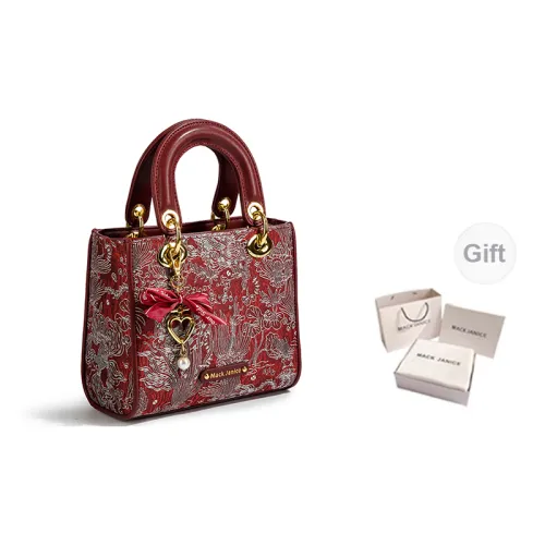 MACKJANICE Handbags Embroidered Red Branded Box