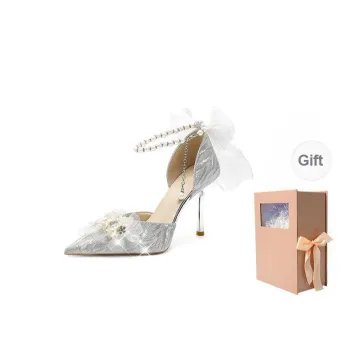 CHILI Gentle Elegance Advanced Touch Crystal Slim Heel High Heels Women's Silver