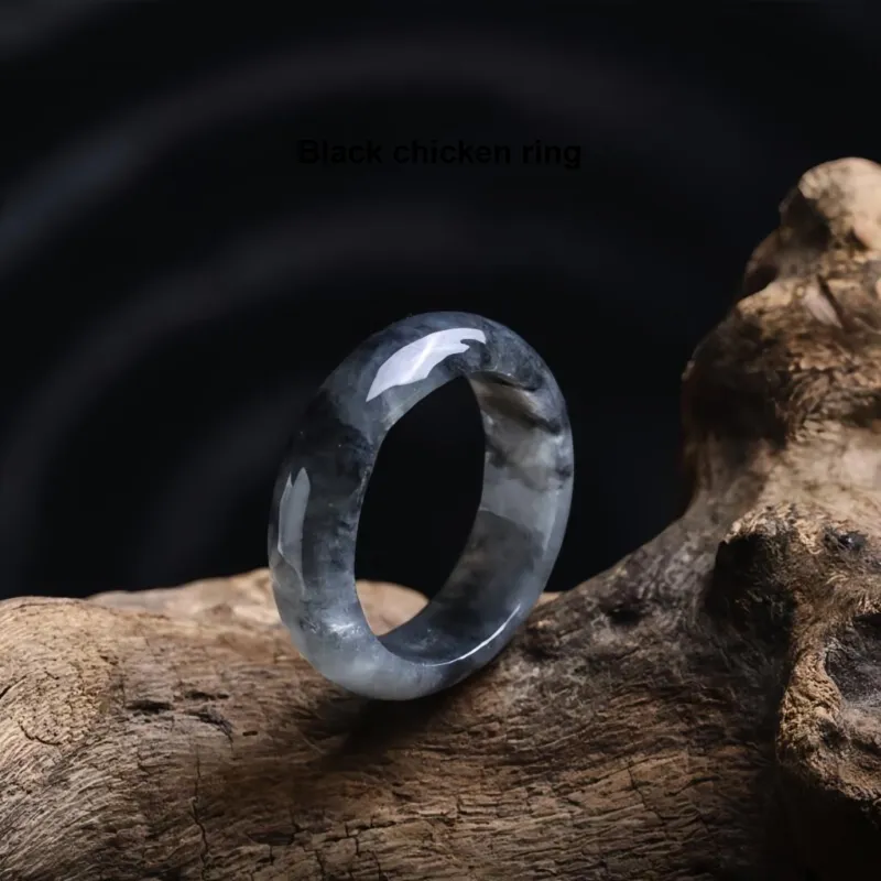 MY WORLD BEGINS AND ENDS WITH YOU Bean Type Jadeite Rings Unisex-3