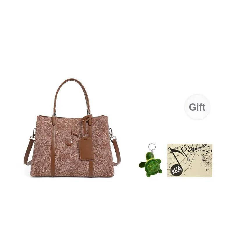 KKA Fabric With PU Handbag Shoulder Bag Crossbody Bag Regular Women's Ink Blue/Khaki/Red Brown-4