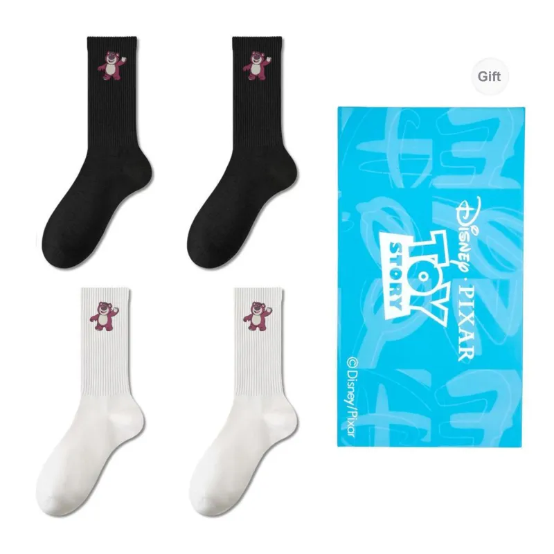 Disney Strawberry Bear Series Mid Calf Socks Unisex Shopping Bag 4 Pack-8