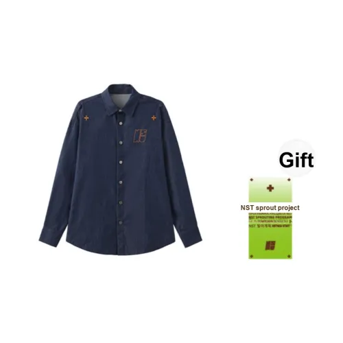 NSTNEW START Темно-синий деним с Sprouting ярлыком Мужские рубашки