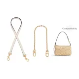 Coach Ecru 1.1cm Width Plain Weave Gold Snap Underarm 65cm+Free Decorative Chain 40cm