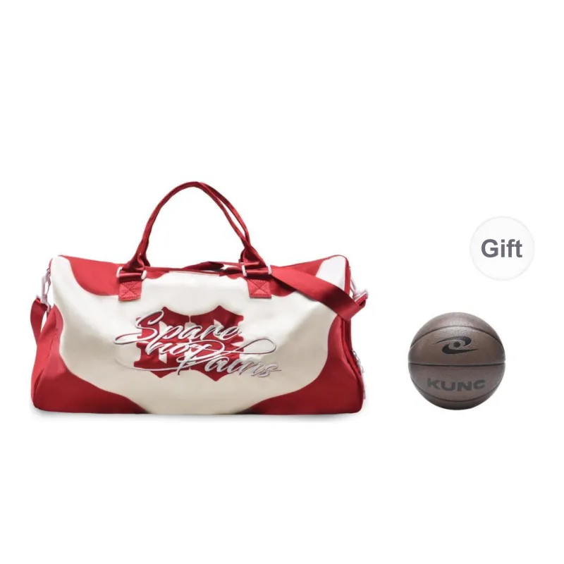 Spare No Pains. Polyester Handbag, Travel Bag, Gym Bag Tubas Unisex Red White-7