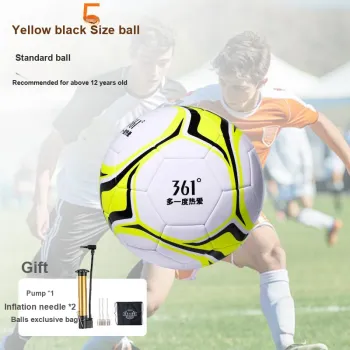 361° Size 4 Size 5 Soccer PVC Machine Stitched Soccer Ball Unisex Yellow/Black